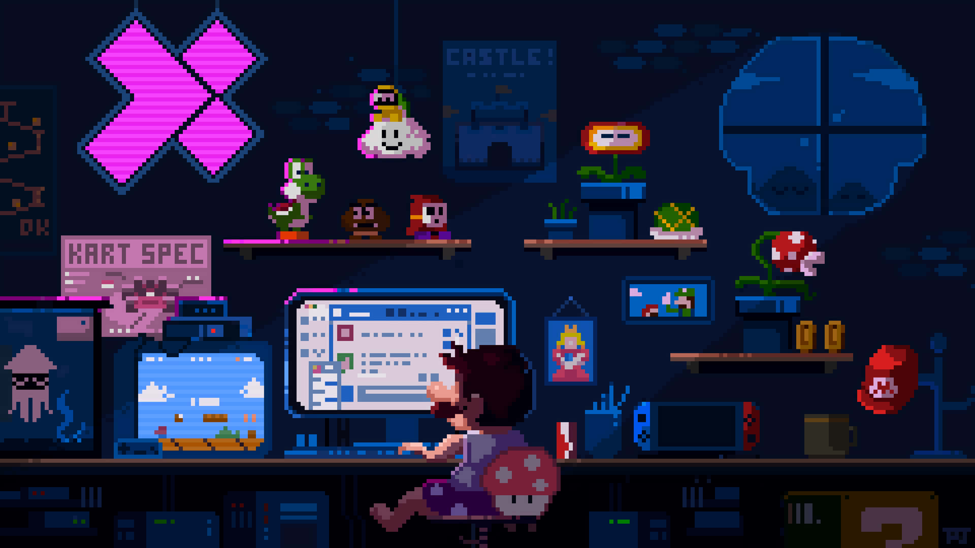 Step into a World of Adventure in the Vibrant Pixel Game Wallpaper