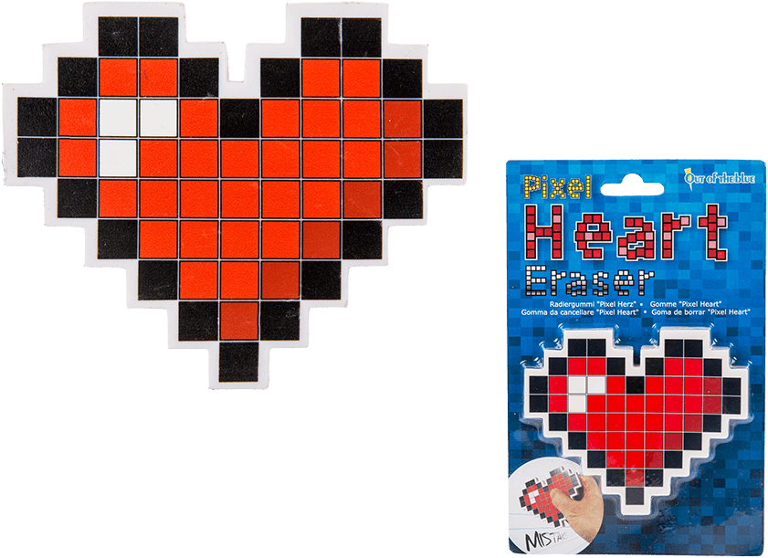 Pixel Heart Eraser Packaging PNG