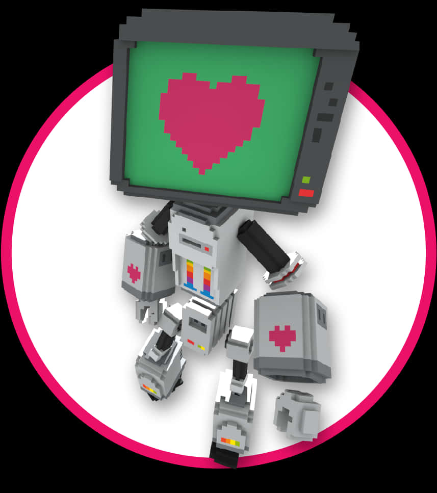 Pixel Heart Monitor Robot PNG
