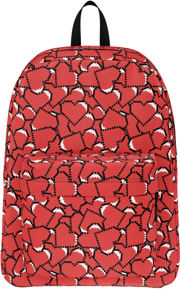 Pixel Heart Pattern Backpack PNG