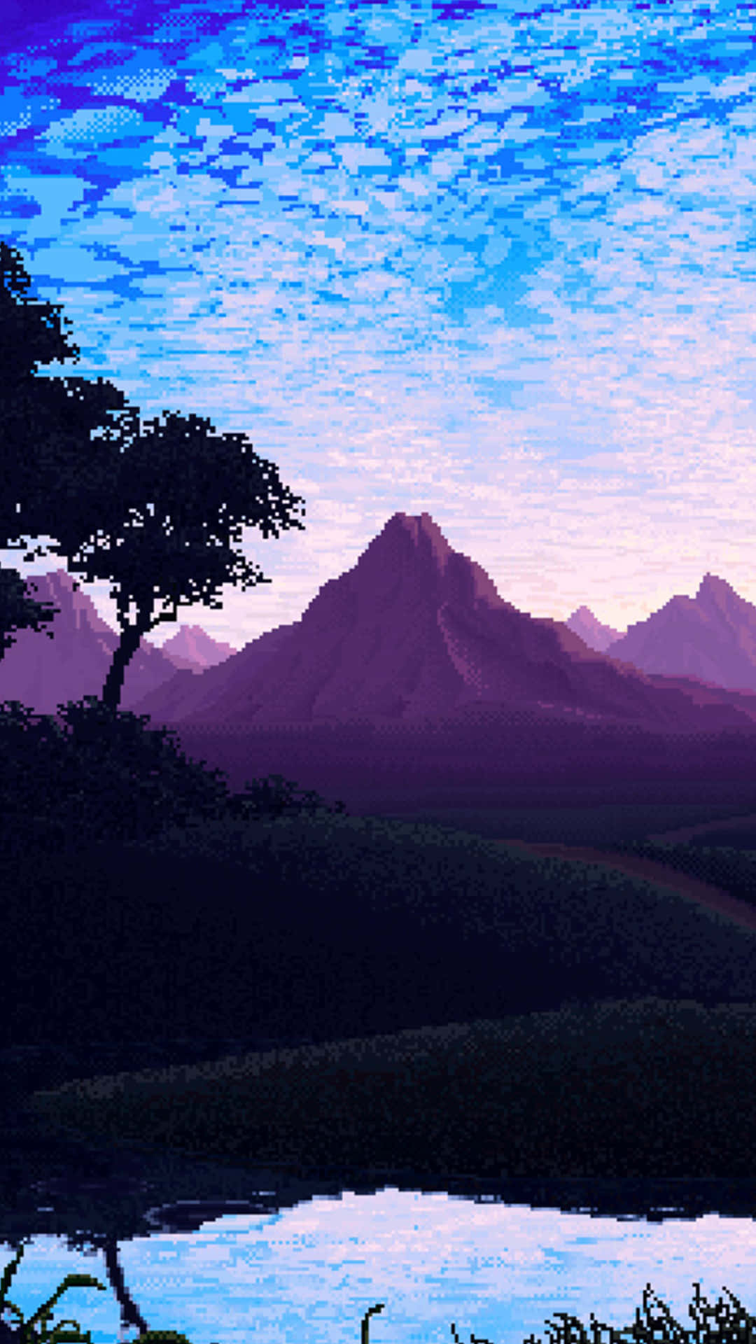 Unvibrante Paesaggio Di Pixel Sfondo