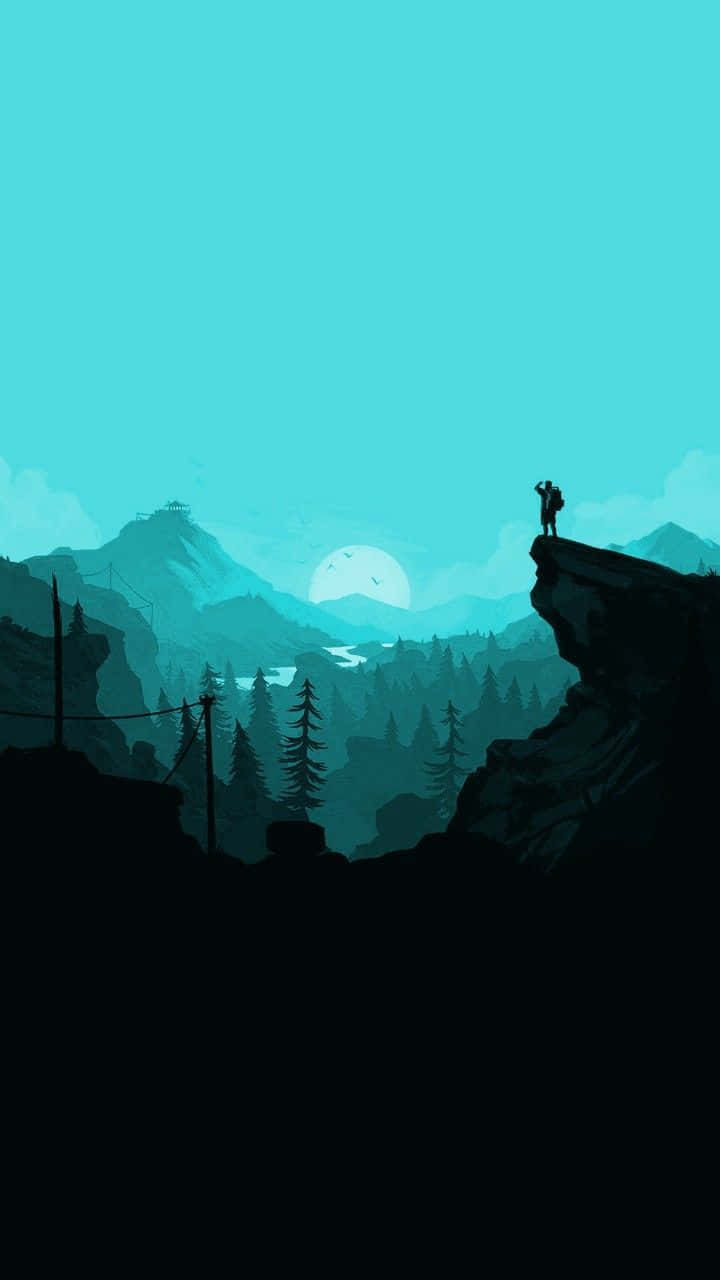 A Man Is Standing On A Cliff Overlooking A Mountain Wallpaper