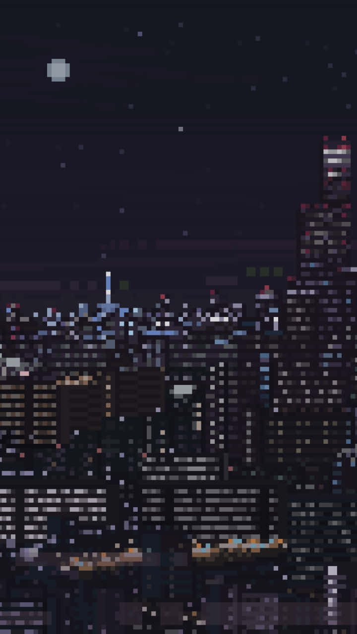 Pixel Art Cityscape Screenshot Wallpaper