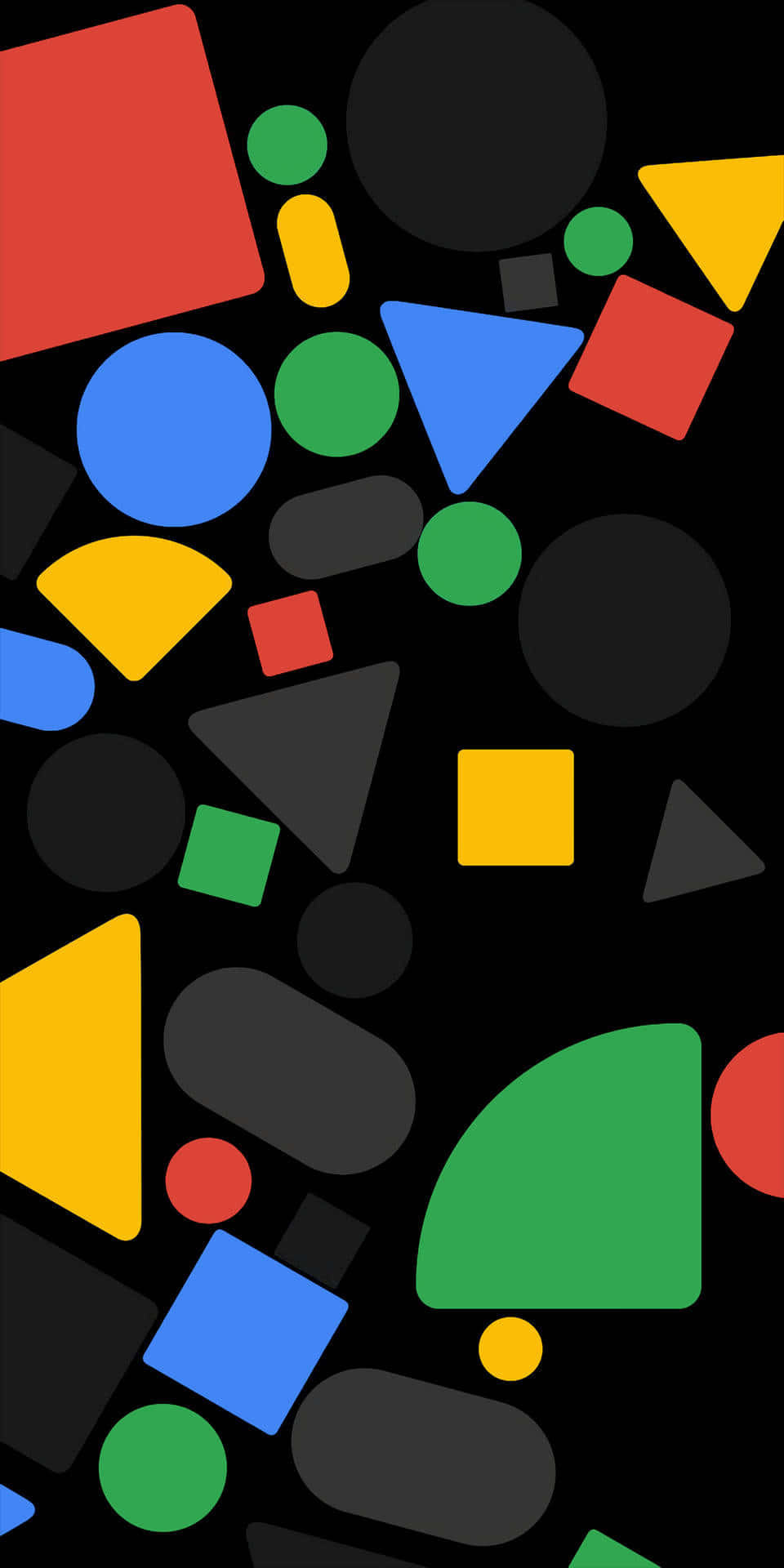 A Black Background With Colorful Shapes On It Wallpaper