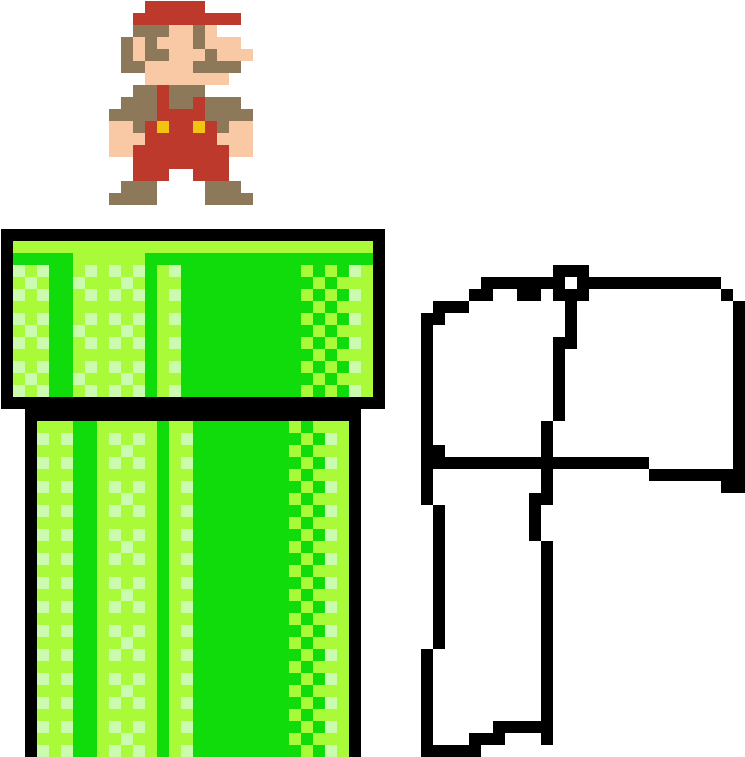 Pixel Plumberand Green Pipe PNG