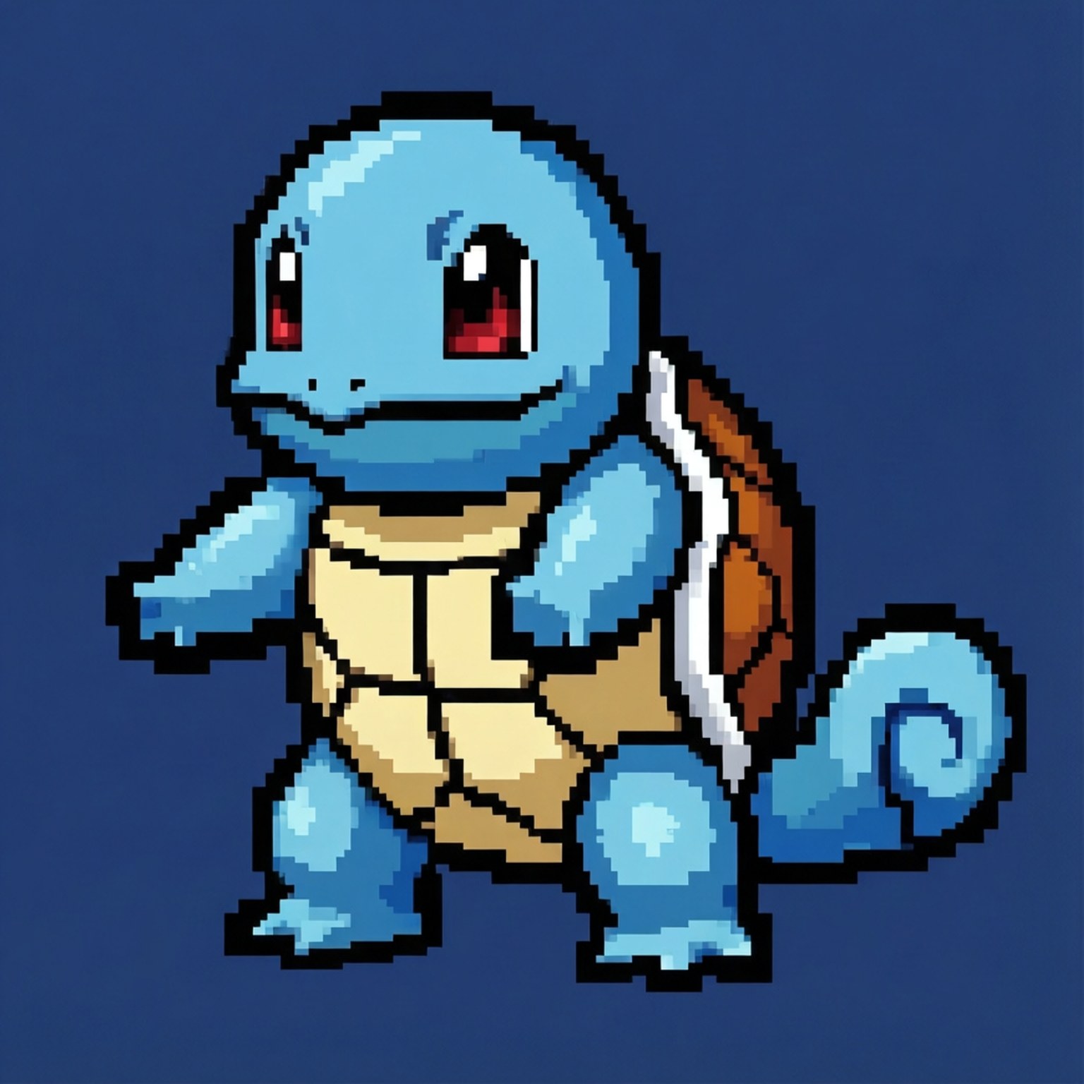 Squirtle retro 8-bittisenä pikselitaiteena, nostalginen videopelitaustakuva.