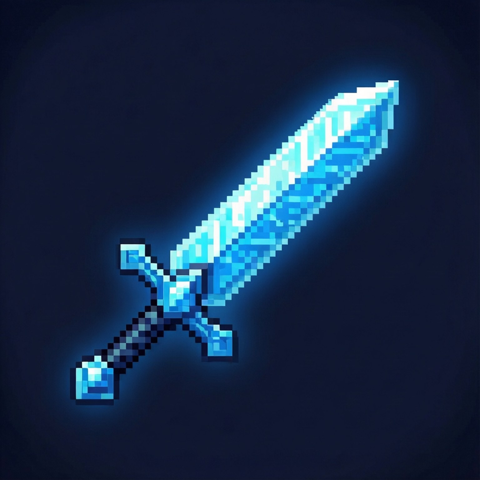 Et retro pixelkunst diamanteret sværd isoleret i et minimalistisk tomrum