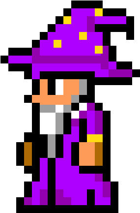 Pixel Wizardin Purple Hat PNG