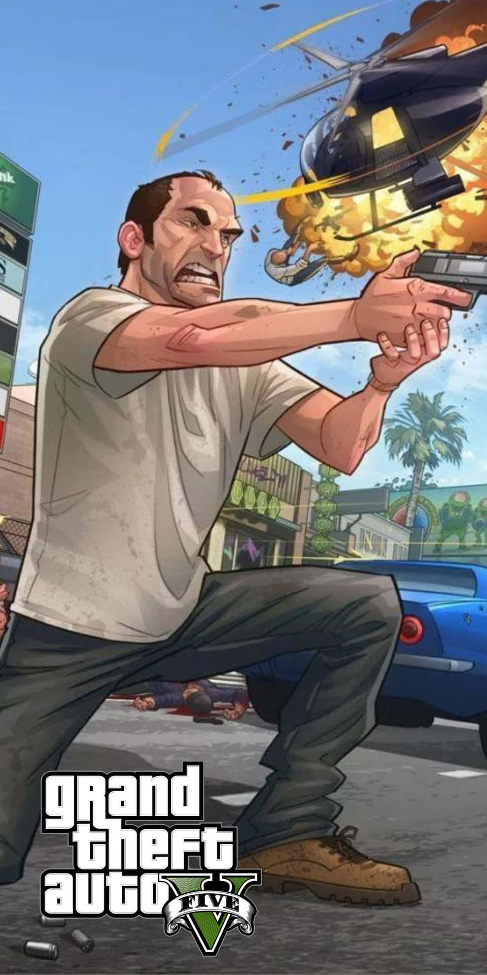Pixel3 Bakgrundsbild Med Grand Theft Auto V.