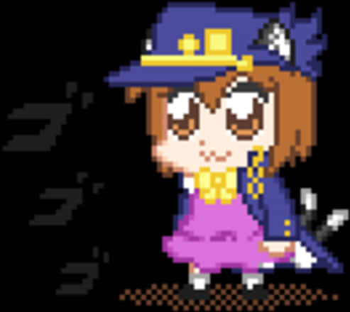 Pixel_ Art_ Anime_ Character_with_ Hat PNG