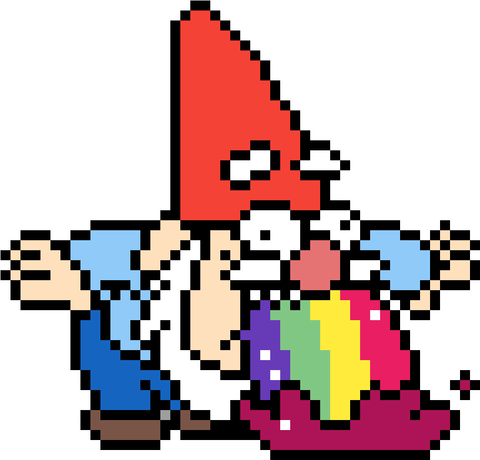 Pixel_ Art_ Gnome_ Sitting_ On_ Mushroom.png PNG