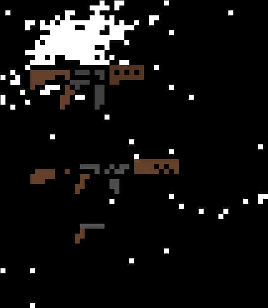 Pixelated A K47on Black Background PNG
