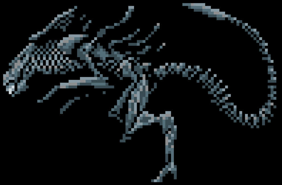 Pixelated Alien Creature Artwork PNG