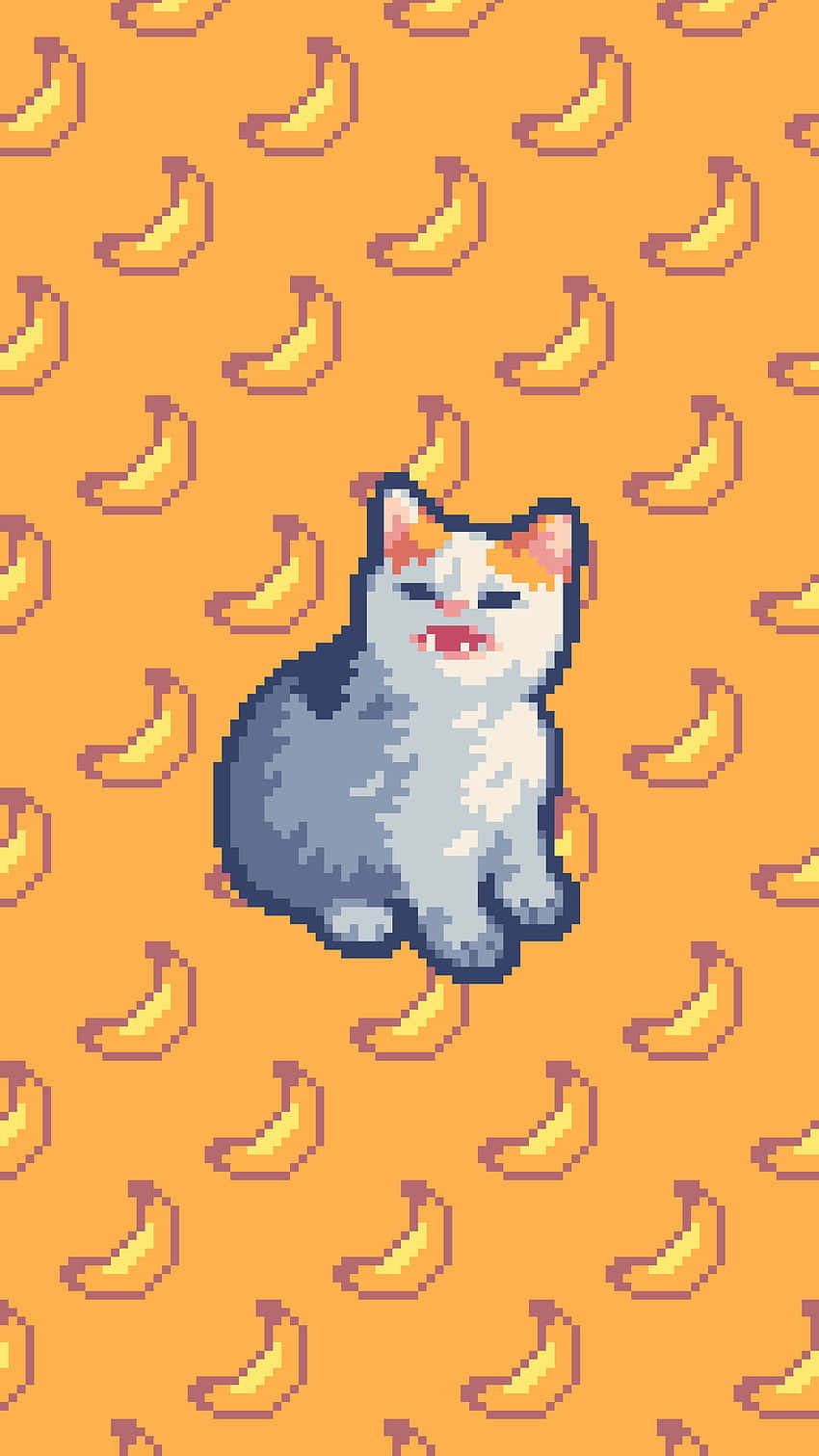 Pixelated Banana Cat Pattern.jpg Wallpaper