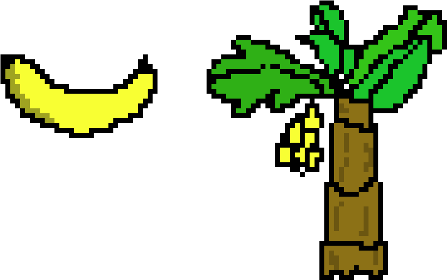 Pixelated Bananaand Tree PNG