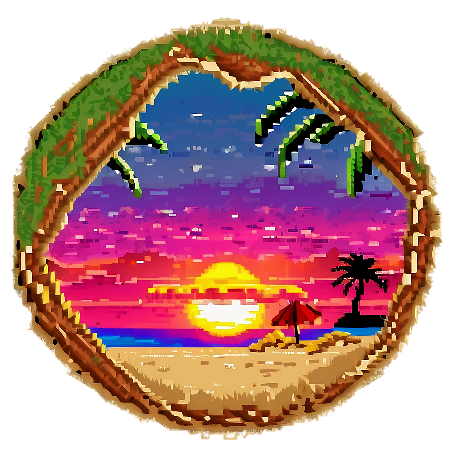 Pixelated Beach Sunset Png Fph PNG