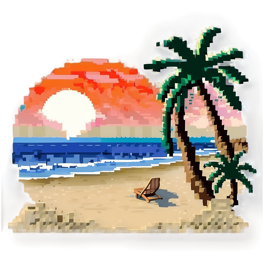 Pixelated Beach Sunset Png Ipt5 PNG