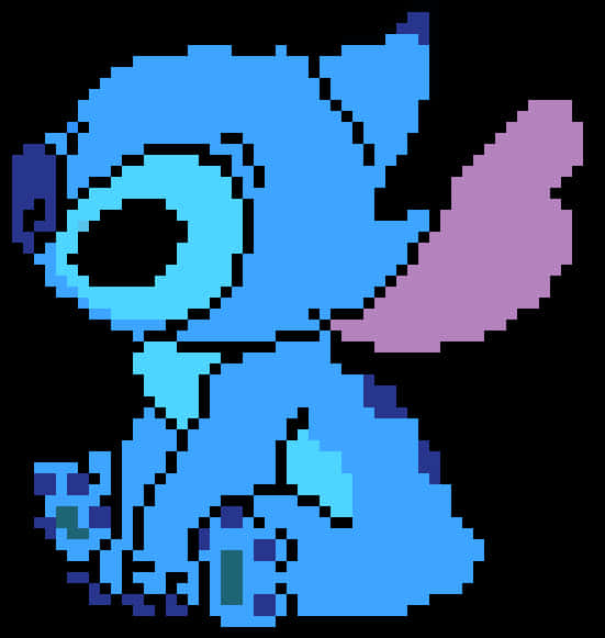Pixelated Blue Alien Stitch.png PNG