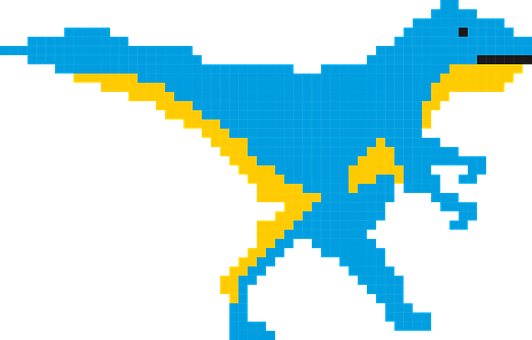 Pixelated Blue Dinosaur Art PNG