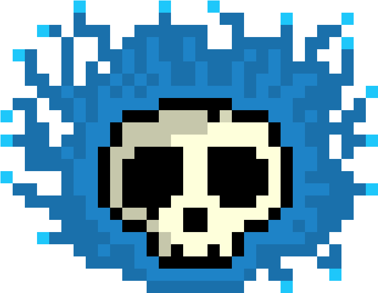 Pixelated Blue Flame Skull PNG