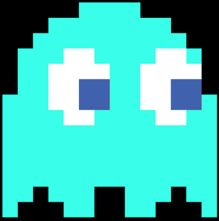 Pixelated Blue Ghost Graphic PNG