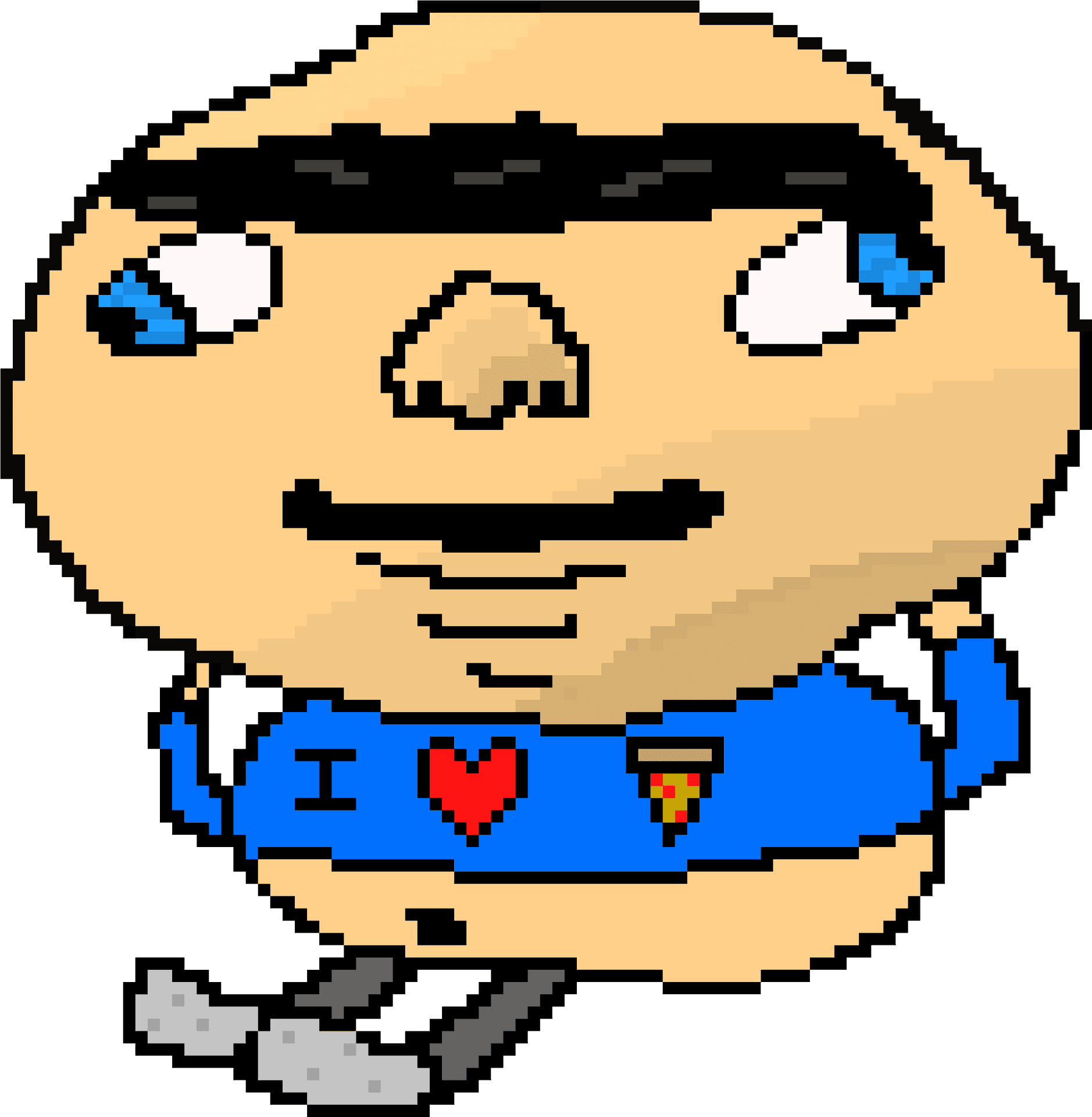 Pixelated Blue Shirt Character PNG