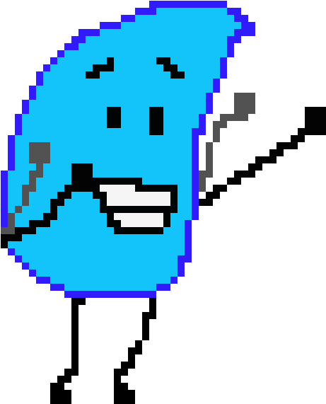 Pixelated Blue Teardrop Character PNG