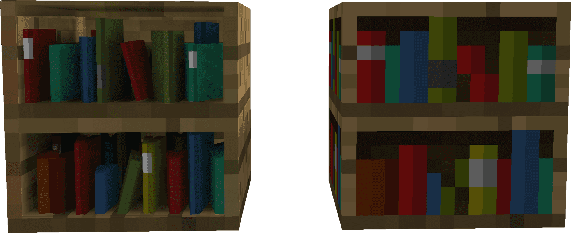Pixelated Bookshelves Comparison PNG