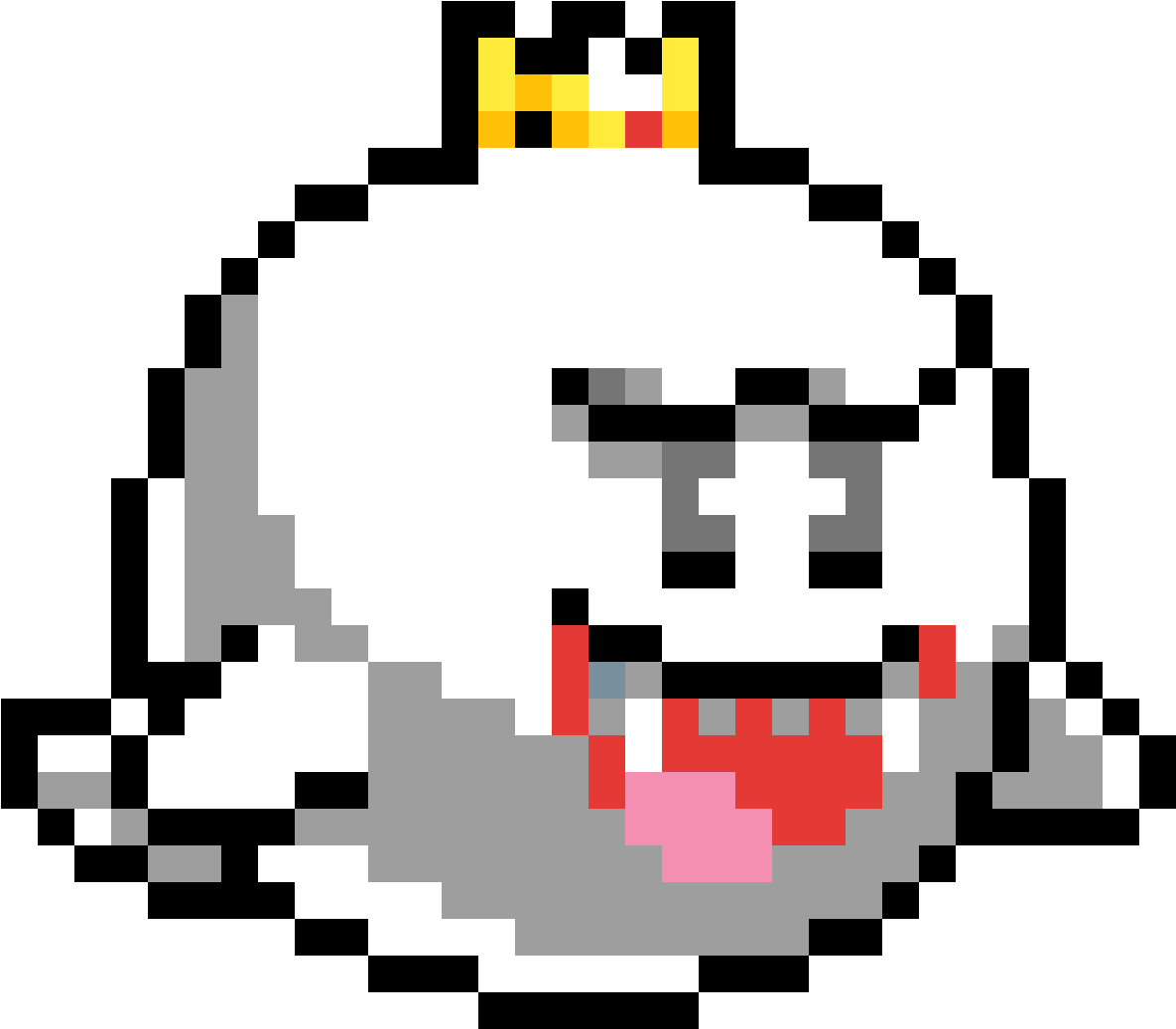 Pixelated Boowith Crown PNG
