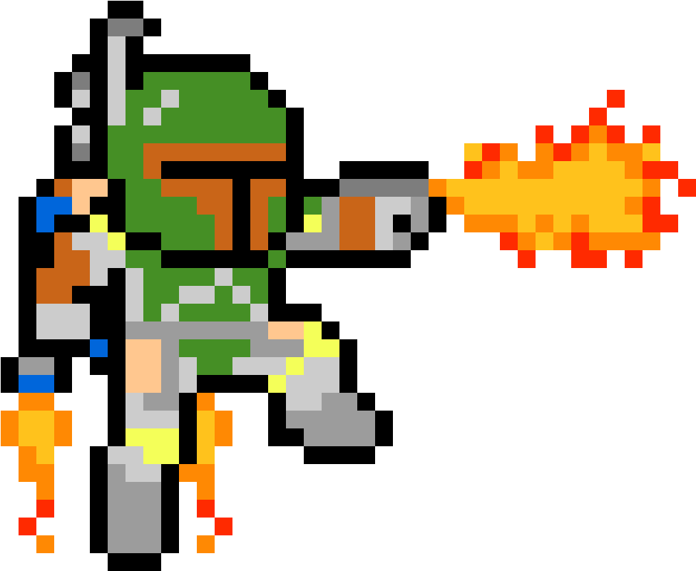 Pixelated Bounty Hunter Blaster Fire PNG