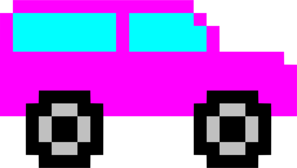 Pixelated Car With Sunglasses PNG