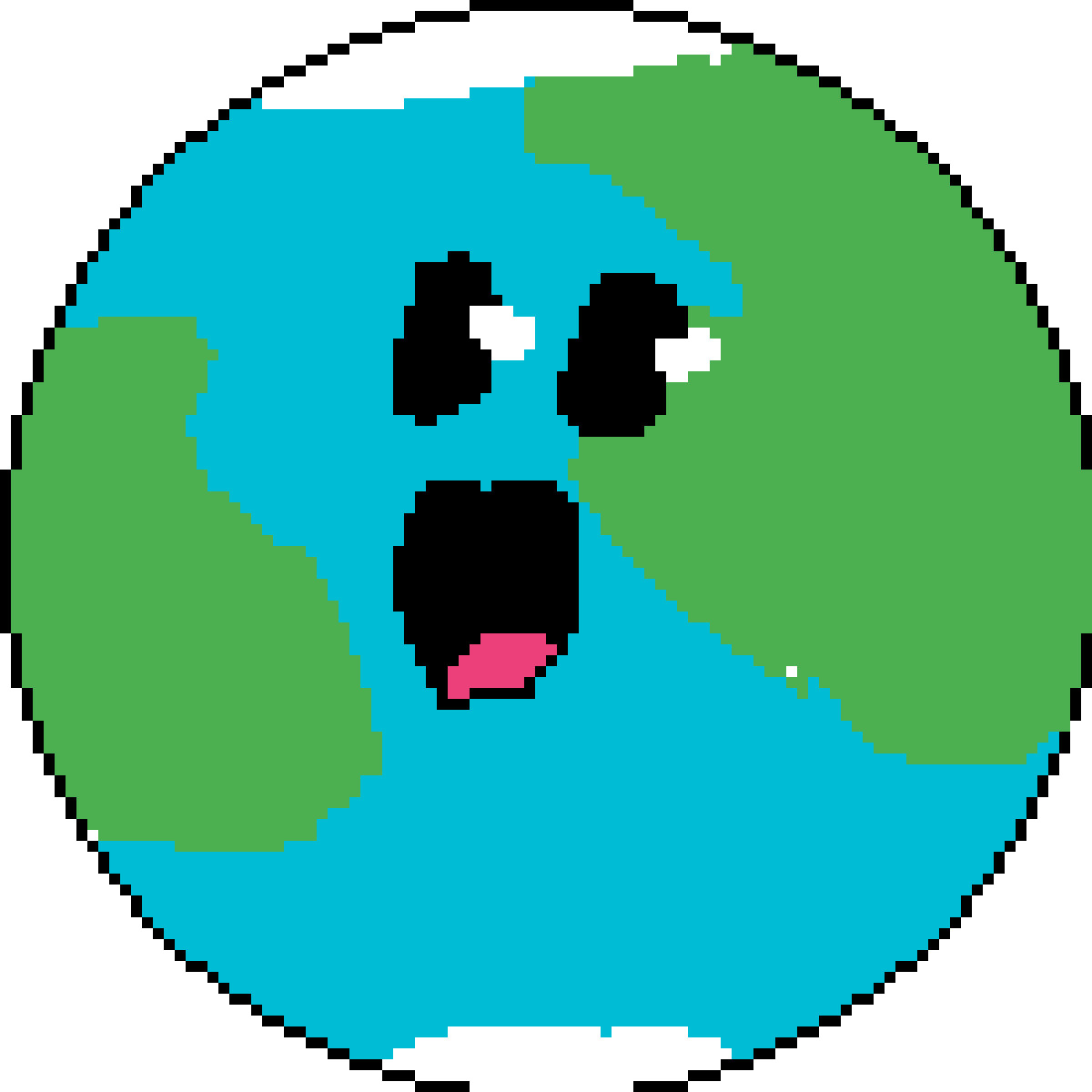 Pixelated Cartoon Earth Expression PNG