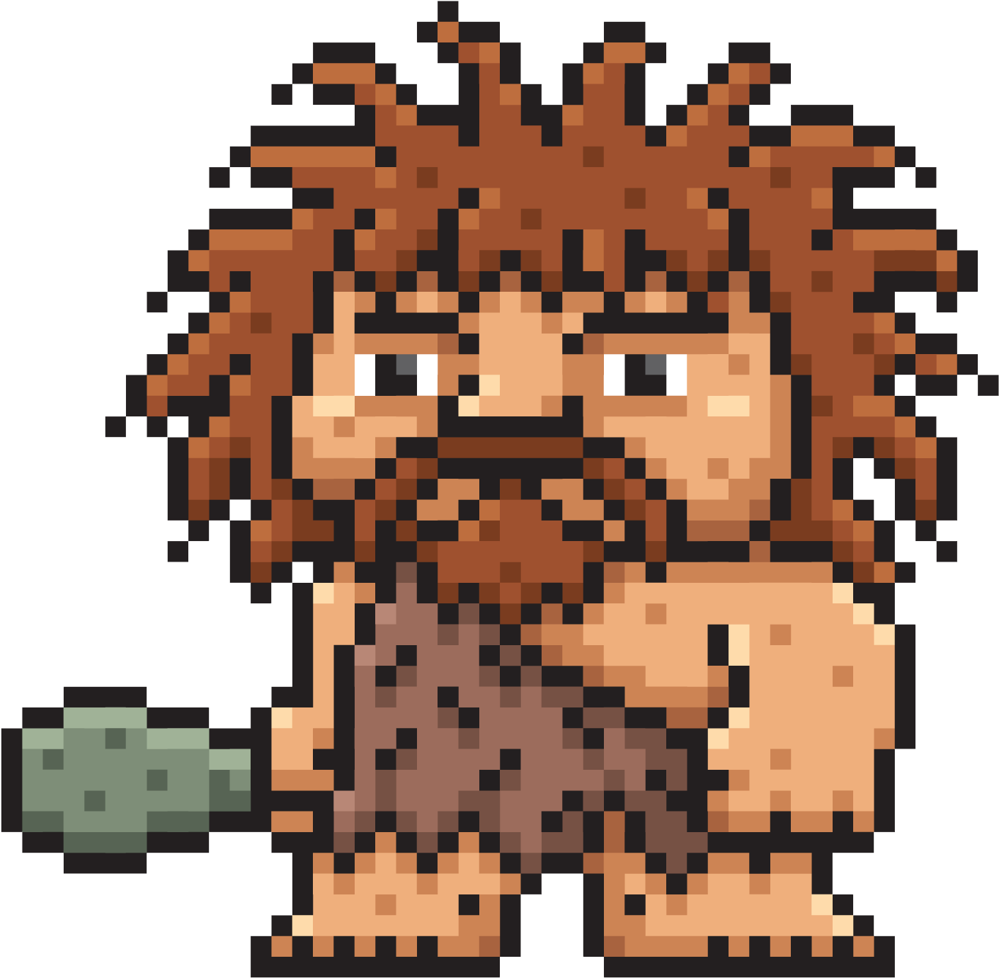 Pixelated Cavemanwith Club PNG