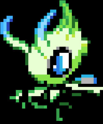 Pixelated Celebi Legendary Pokemon PNG