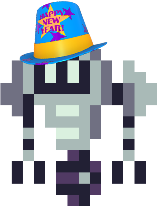 Pixelated Character New Year Celebration Hat PNG