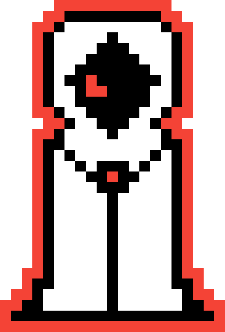 Pixelated Characterin Redand White PNG