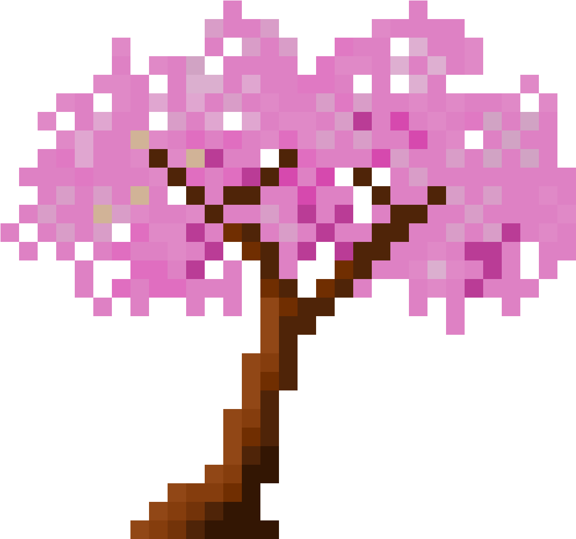 Pixelated Cherry Blossom Tree PNG