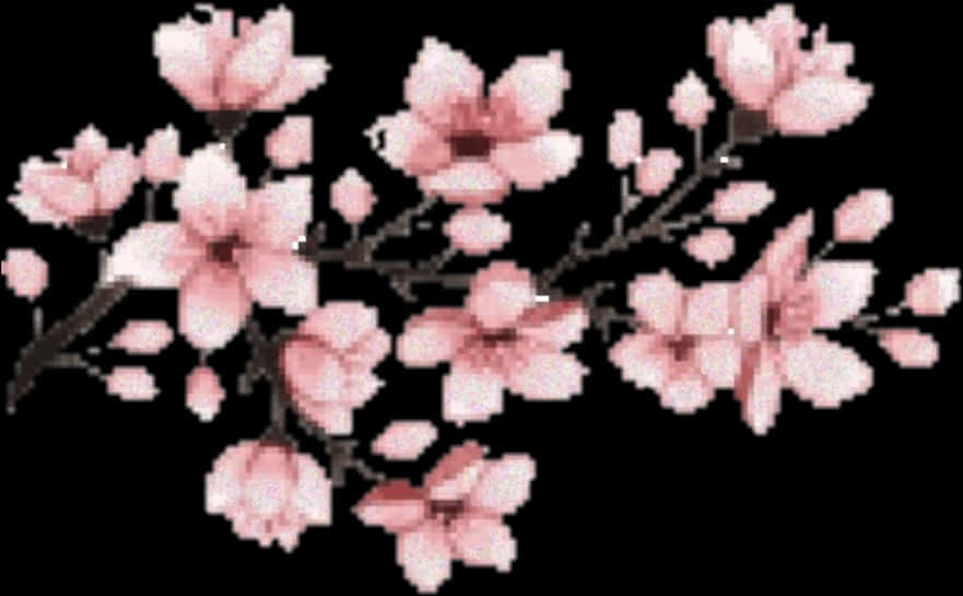 Pixelated Cherry Blossoms PNG