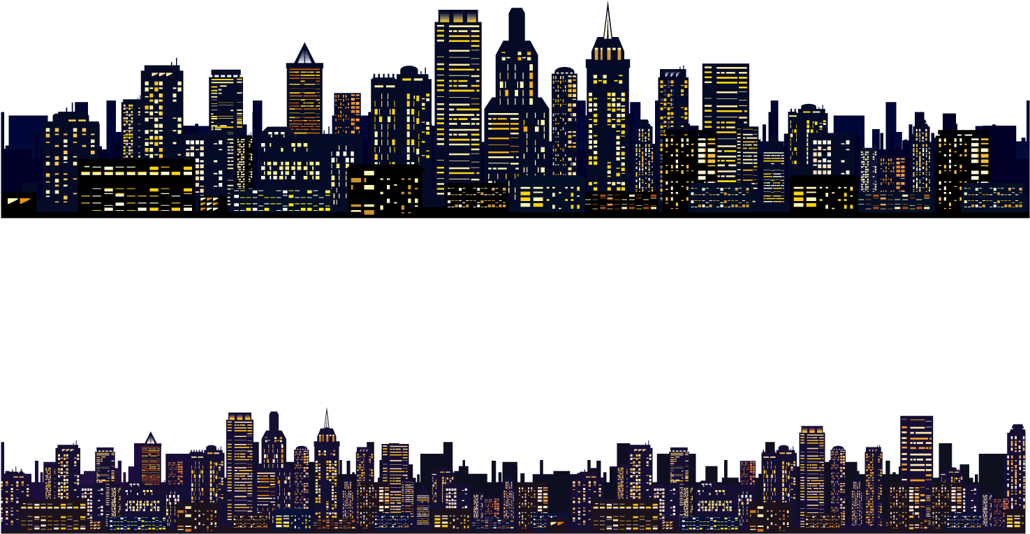 Pixelated City Skylineat Night PNG