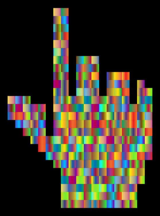 Pixelated Colorful Hand Cursor PNG