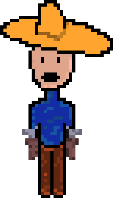 Pixelated Cowboy Character PNG