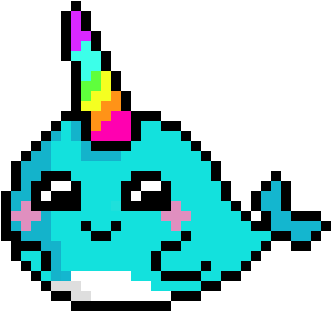 Pixelated Cute Narwhal PNG