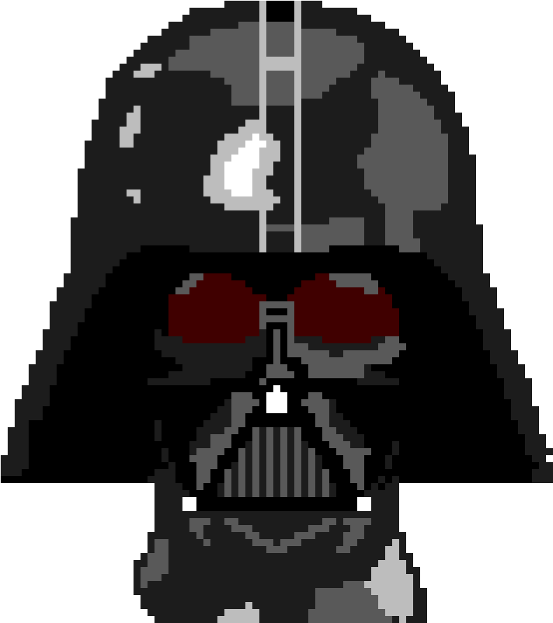 Pixelated Dark Helmet Portrait PNG