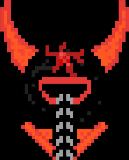 Pixelated Devil Horns Skull PNG