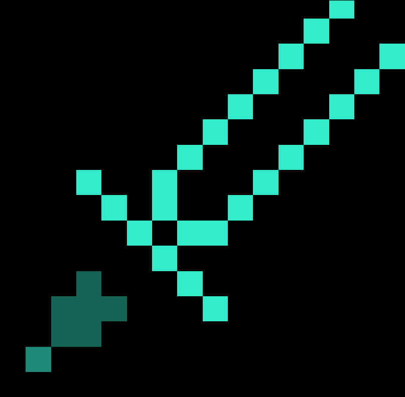 Pixelated Diamond Sword Minecraft PNG