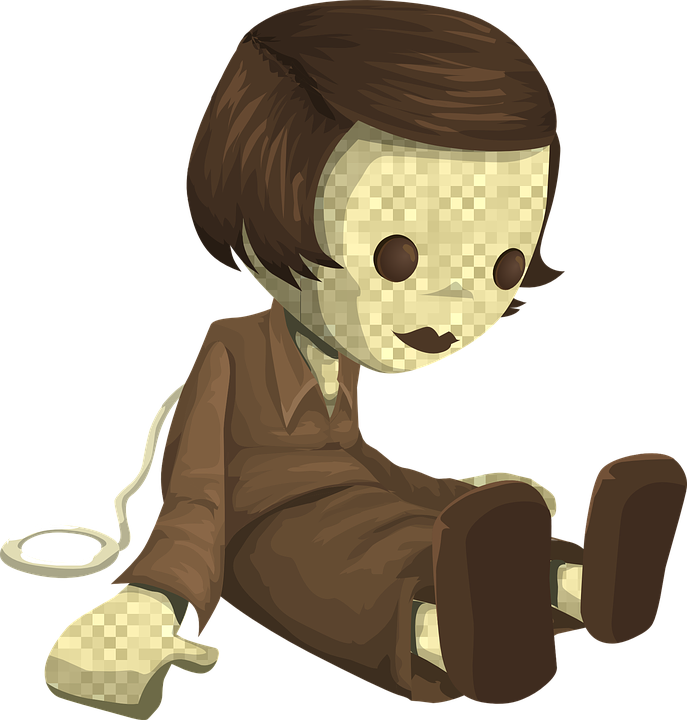 Pixelated Doll Creepy Illustration PNG