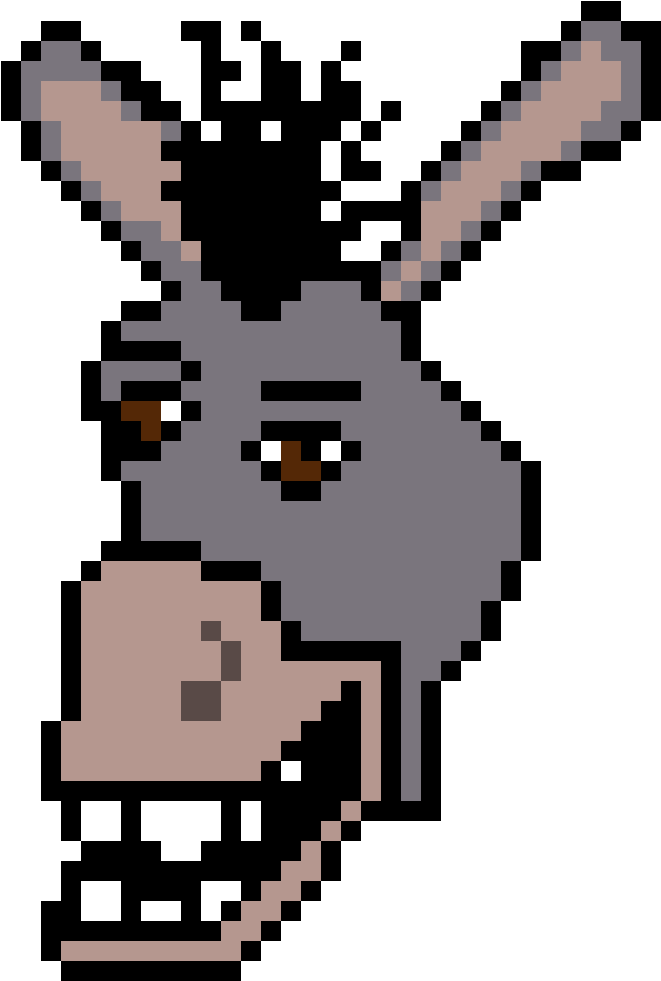 Pixelated Donkey Portrait PNG
