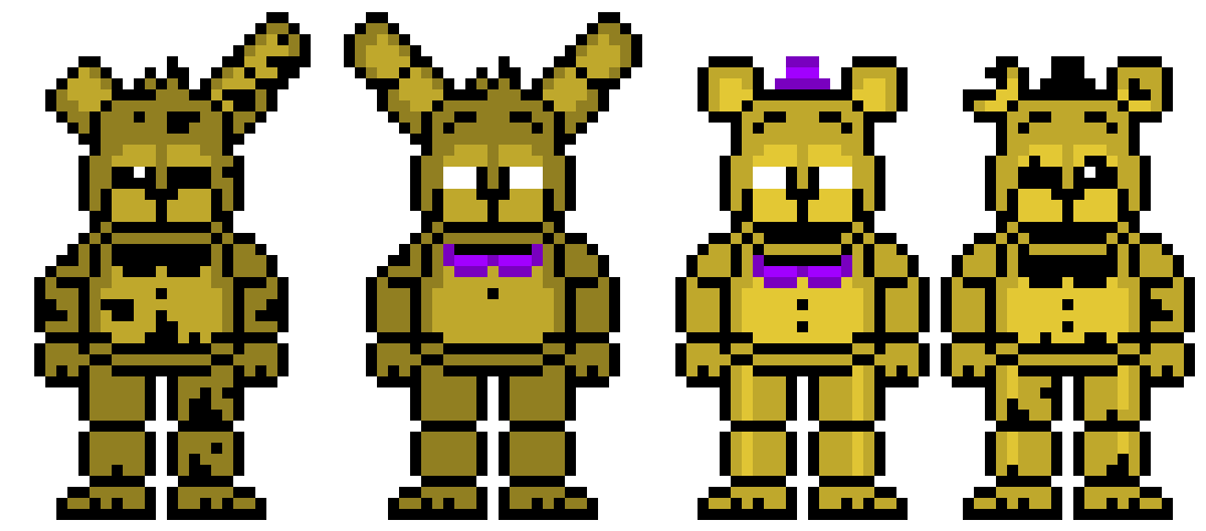 Pixelated Fredbear Characters PNG