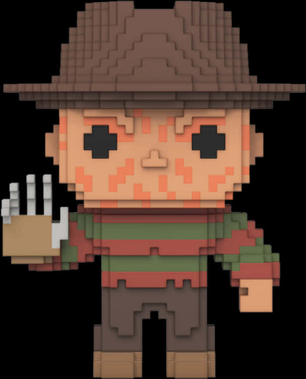 Pixelated Freddy Krueger Figure PNG