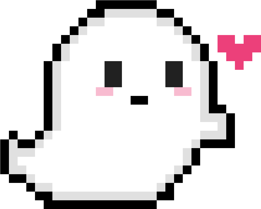 Pixelated Ghost With Heart PNG